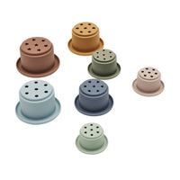 Tawa Silicone Stacking Cups-Caramel/Blue | OYOY