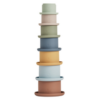 Tawa Silicone Stacking Cups-Caramel/Blue | OYOY