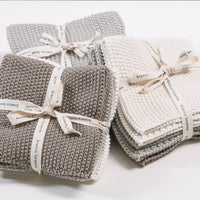 Bianca Lorenne Knitted Cotton Washcloths Set of 3 Taupe