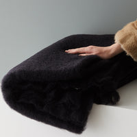 Masterweave 100% Mohair Throw in Raven Black with Hand for Scale