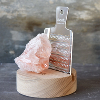 Rivsalt Natural Himalayan Salt with Wood Stand and Stainless Steel Grater