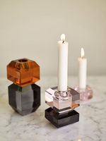 Glass Candlestick Amber and Smoke | Hübsch Interiors