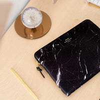 Wouf Laptop Sleeve Black Marble On Desk