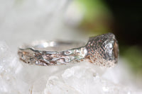 Zora Bell Boyd Vine Pod Ring - Recycled Silver and Smoky Quartz on side