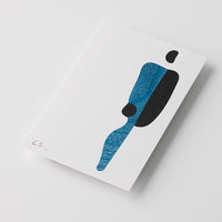 Gidon Bing Postcard with Abstract Figure in Blue and Black