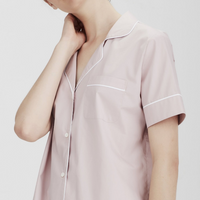 Laing Antique Blush Pink Billie Cotton Pyjama Short Sleeve Shirt
