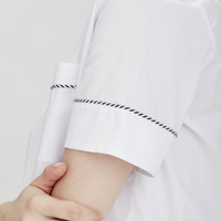 billie cotton pyjama set black and white stripe piping detail