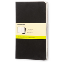 Moleskine Cahier Unlined Journal Set of Three Black Front Cover