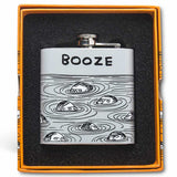 David Shrigley Stainless Steel 6oz Booze Hip Flask in Gift Box
