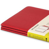 Moleskine Cahier Unlined Journal Set of Three Red Binding Side View