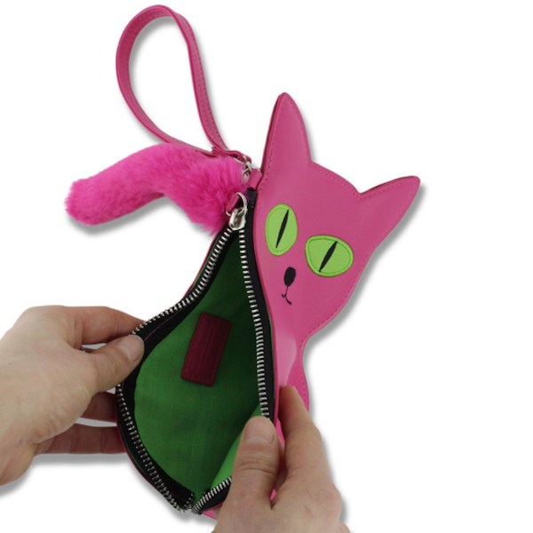 David Shrigley Embroidered Cat Purse Open