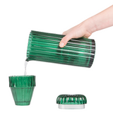 Doiy Saguaro Cactus Green Glass Carafe Pouring Water Into Glass