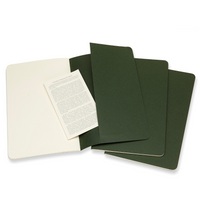Moleskine Cahier Unlined Journal Set of Three Mrytle Green Inside Back Cover with Pocket