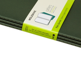 Moleskine Cahier Unlined Journal Set of Three Mrytle Green Binding Side View