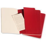 Moleskine Cahier Unlined Journal Set of Three Red Inside Back Cover with Pocket