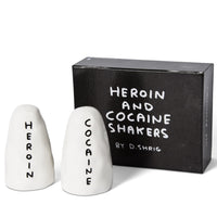 David Shrigley Heroin & Cocaine Porcelain Salt and Pepper Shakers with Gift Box